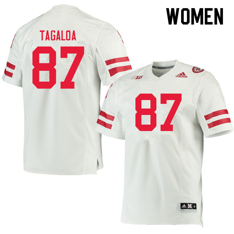 Women #87 Brodie Tagaloa Nebraska Cornhuskers College Football Jerseys Sale-White